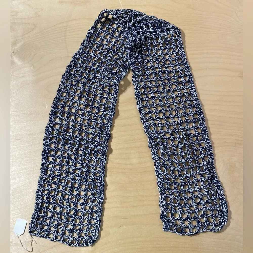 Handmade Crochet Scarf in Black and White (OS)